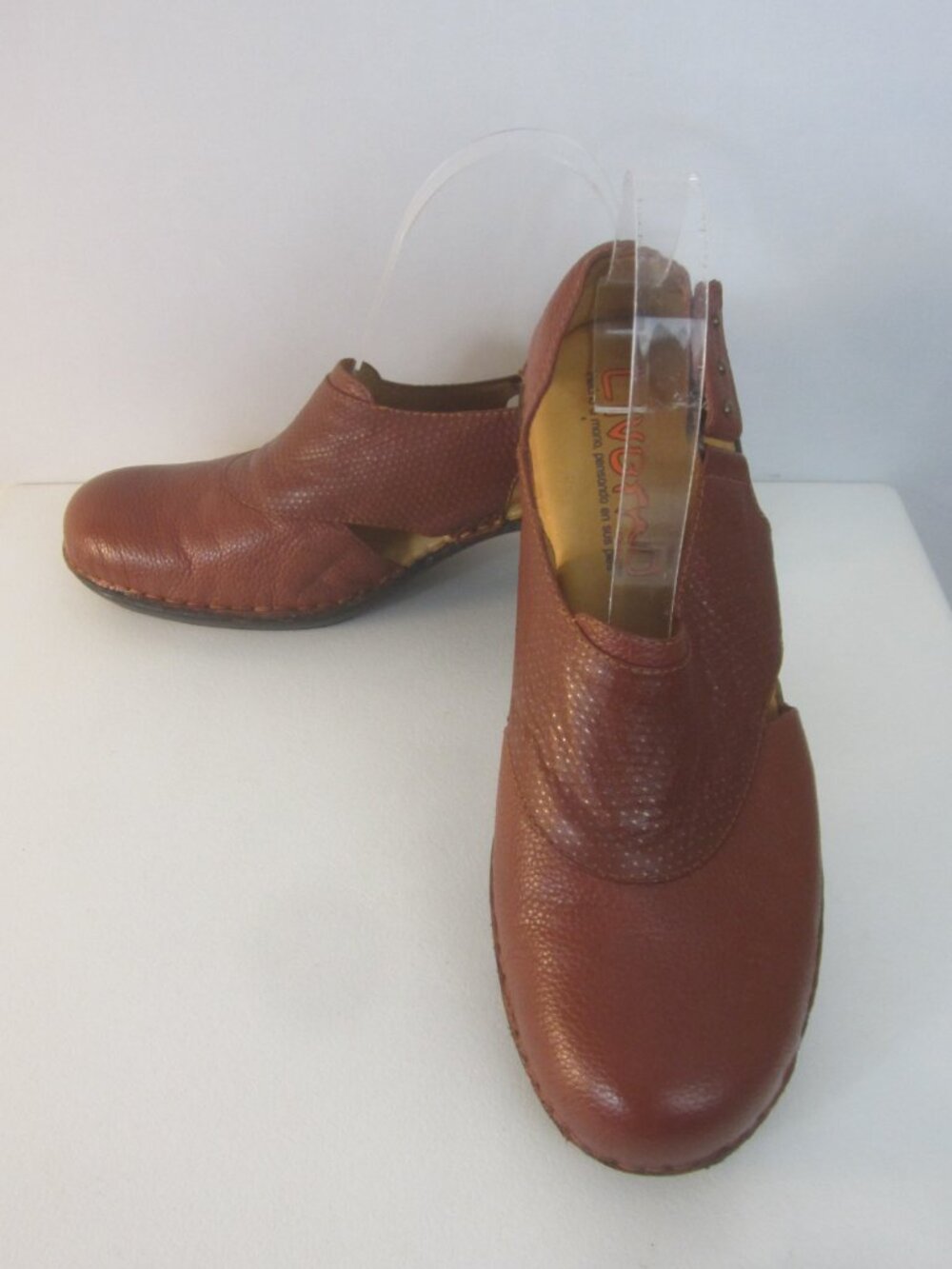 Livorno Women 8.5 - 9 Brown Leather Slingback Heels Comfort Insoles Minimal